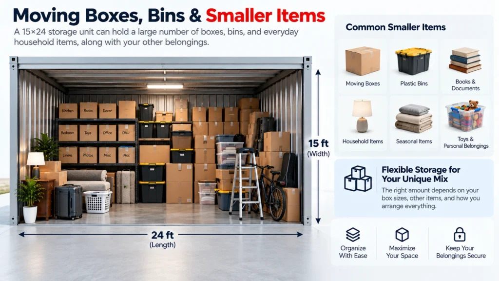 Moving Boxes, Bins, and Smaller Items